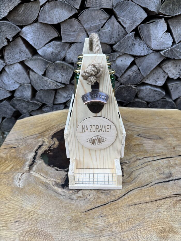 Dřevěný nosič piva | varianta čisté dřevo - Obrázek 4