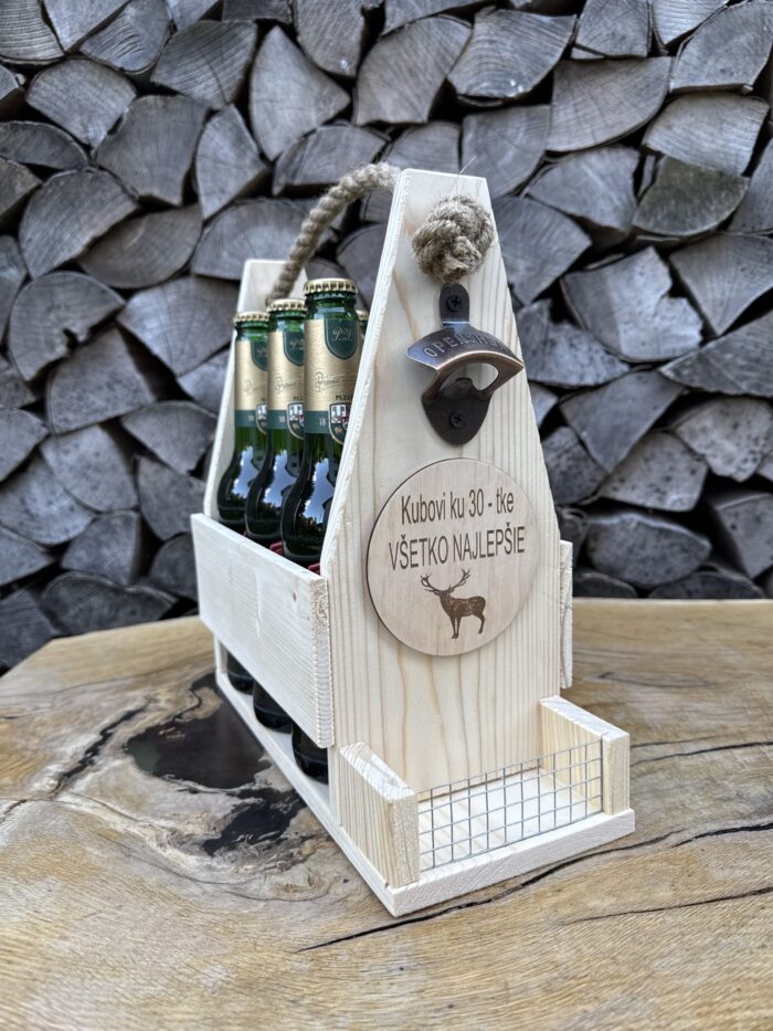 Dřevěný nosič piva | varianta čisté dřevo - Obrázek 2