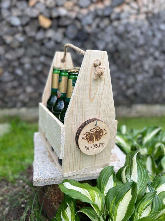 Dřevěný nosič piva | varianta čisté dřevo - Obrázek 5